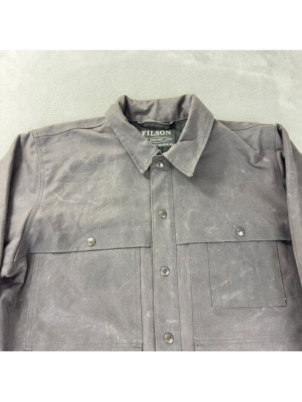 CC Filson Tin Cloth Short Lined Cruiser Jacket Mens XL Black Waxed Canvas - Picture 9 of 16